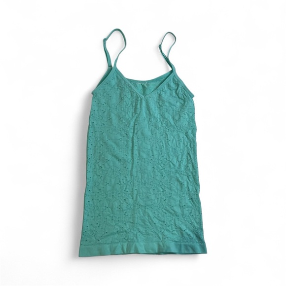 y2k teal mint green turquoise eyelet tank top scene rave indie vintage cute - Picture 1 of 5